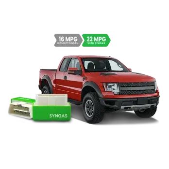 Syngas OBD2 device shown with a pickup truck